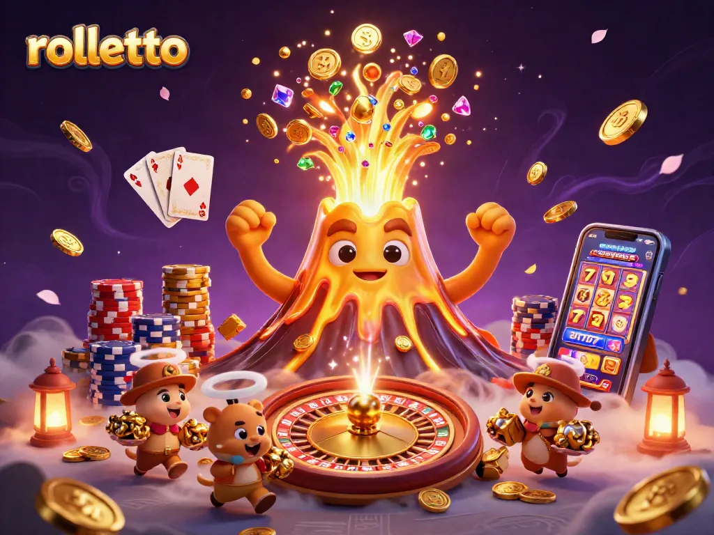 Experience rolletto's triumphs as a golden volcano erupts with treasures during thrilling bets.