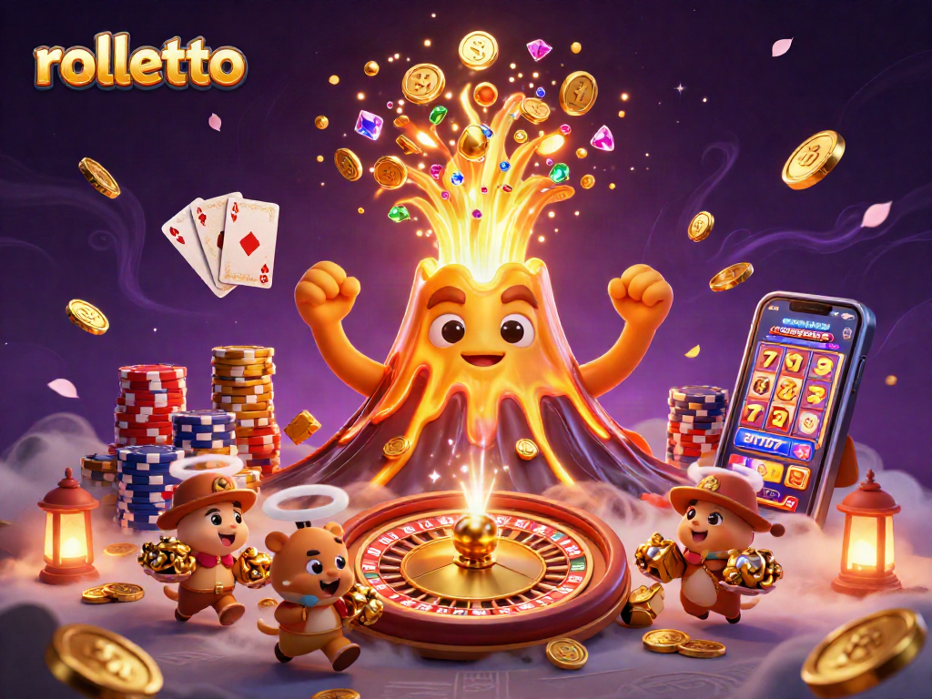 Experience rolletto's triumphs as a golden volcano erupts with treasures during thrilling bets.