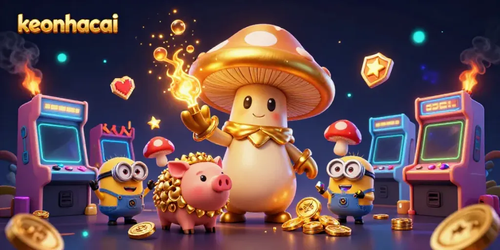 Experience the thrill of keonhacai with an extravagant treasure-filled scene full of magical elements and dynamic game visuals.