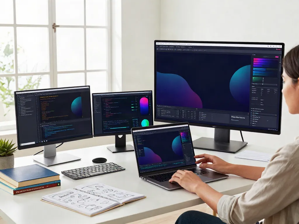Web developer analyzing instant indexing metrics on her modern workspace.