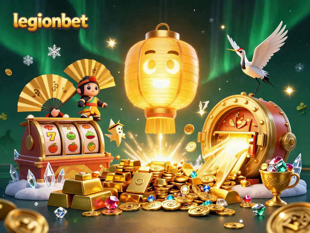 Experience the excitement of legionbet with a vibrant 3D casino scene featuring dynamic slot games.