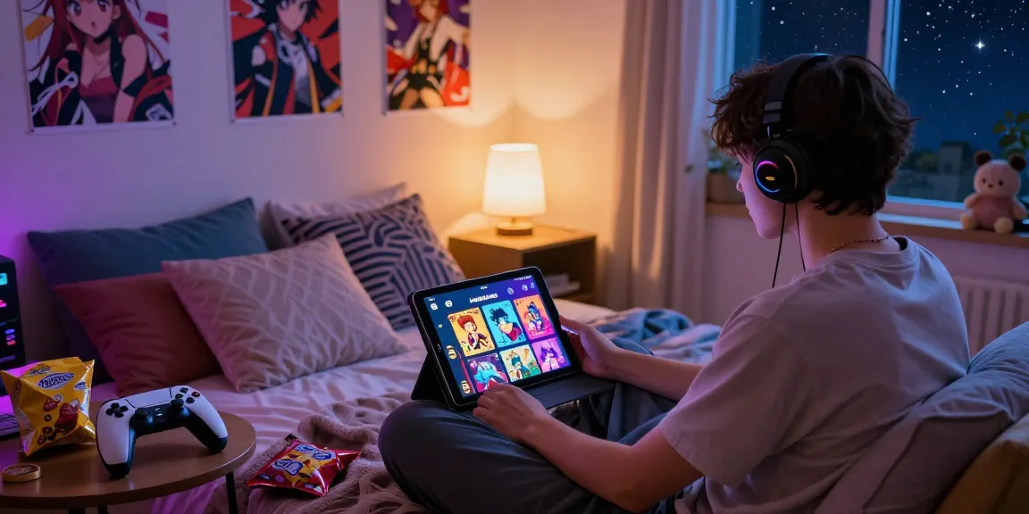 Enjoy vibrant free mobile hentai games on a cozy bedroom setup with soft lighting and snacks.