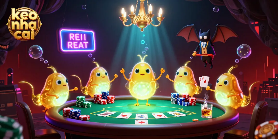Play at keo nha cai enjoying a vibrant cave casino atmosphere with glowworm lights and poker elements.