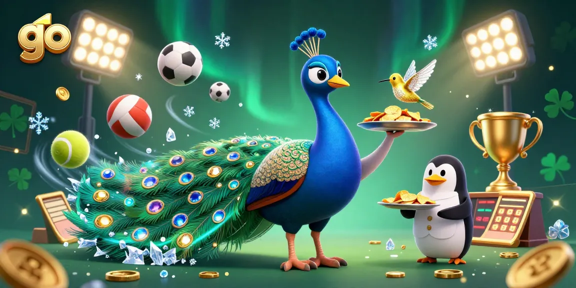 Experience go 88's thrilling casino atmosphere as the aristocratic peacock dazzles among sports elements.